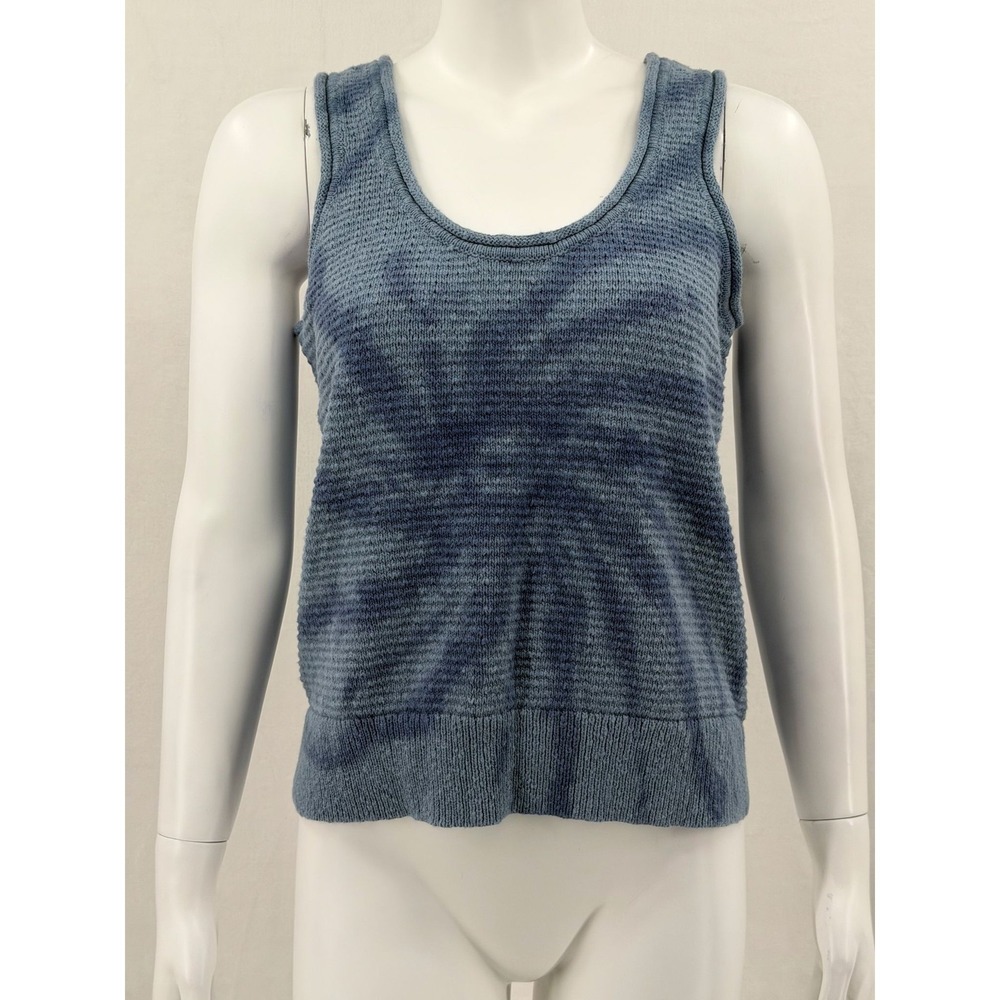 Madewell Top Womens Large Blue Tie Dye Fairview Sweater‎ Tank Rolled Scoop Neck